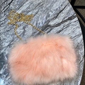 Pink fur purse